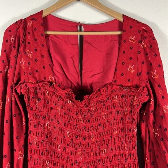 Free People Two Faces Printed Mini Dress Ruby Combo Red - Picture 3 of 6